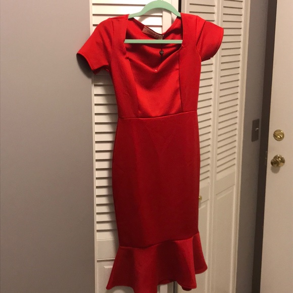 NWT red scuba sweetheart midi dress - Picture 3 of 5